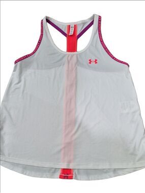 Under Armour Girls Knockout Tank Top White/Orange Size YLG
